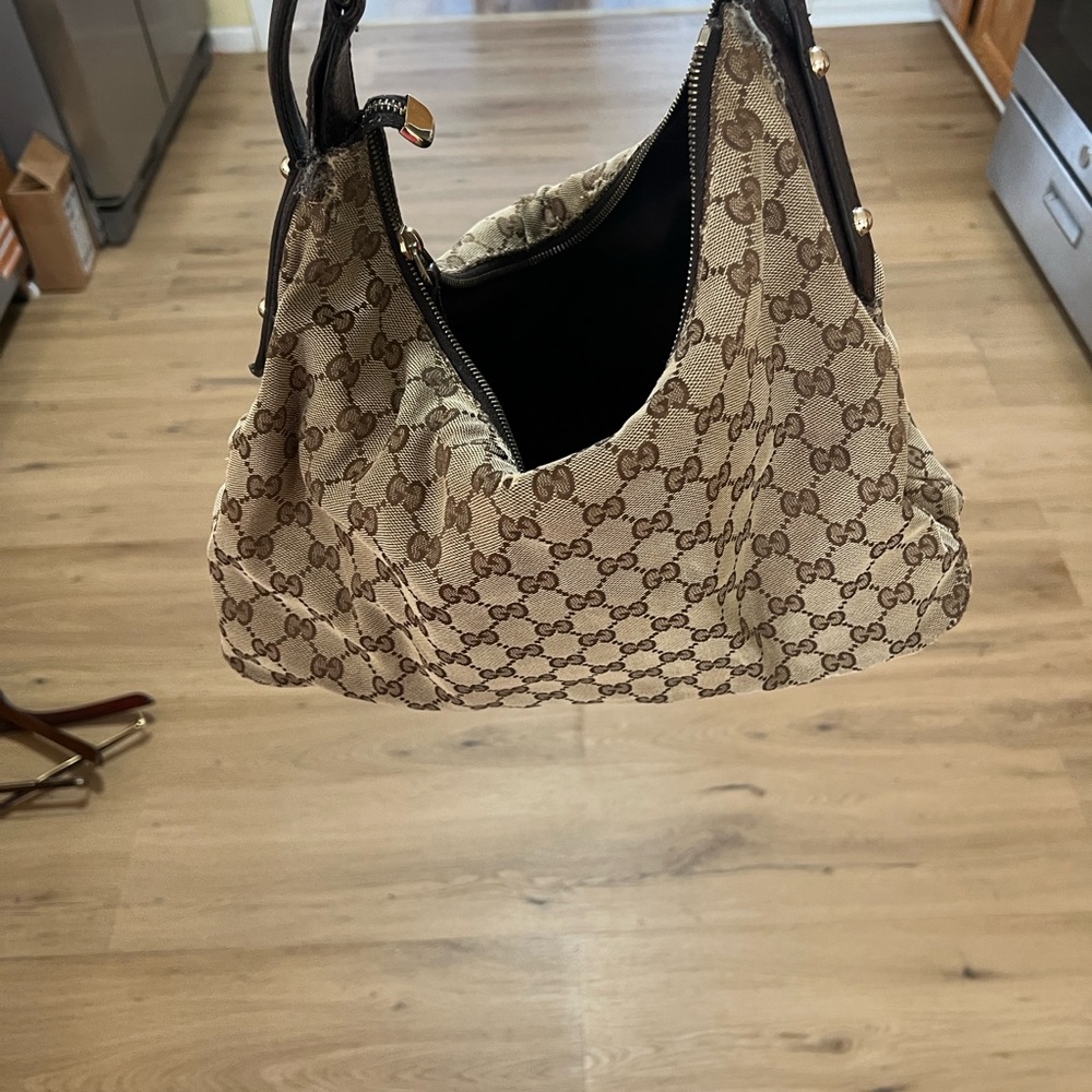 Gucci Beige/Brown GG Canvas Shoulder Hobo